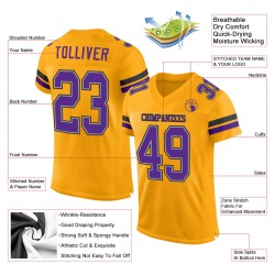 Custom Gold Purple-Black Mesh Authentic Football Jersey Custom Gold Purple-Black Mesh Authentic Football Jersey