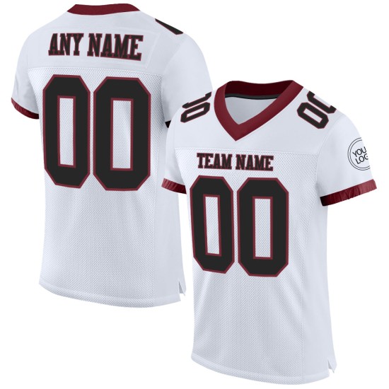 Custom White Black-Burgundy Mesh Authentic Football Jersey Custom White Black-Burgundy Mesh Authentic Football Jersey