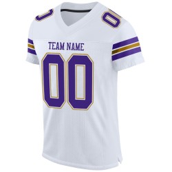 Custom White Purple-Old Gold Mesh Authentic Football Jersey Custom White Purple-Old Gold Mesh Authentic Football Jersey
