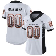 Custom White Black-Orange Mesh Drift Fashion Football Jersey Custom White Black-Orange Mesh Drift Fashion Football Jersey