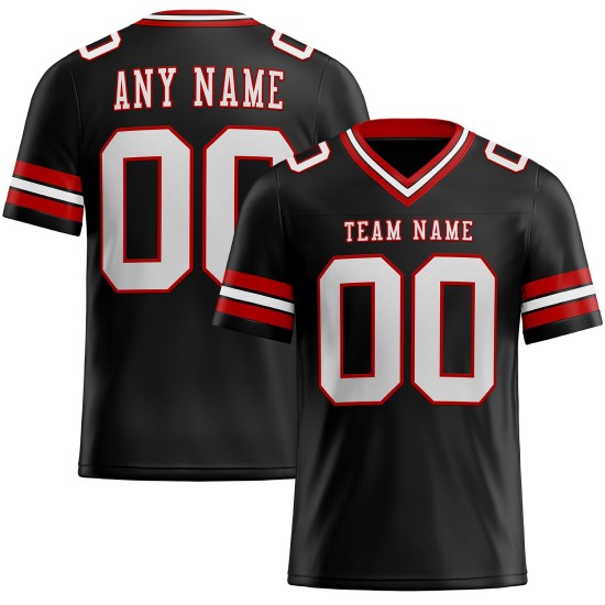 Custom Black White-Red Mesh Authentic Football Jersey Custom Black White-Red Mesh Authentic Football Jersey