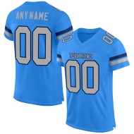 Custom Powder Blue Gray-Navy Mesh Authentic Football Jersey