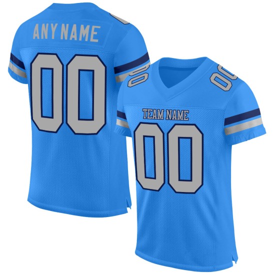 Custom Powder Blue Gray-Navy Mesh Authentic Football Jersey Custom Powder Blue Gray-Navy Mesh Authentic Football Jersey