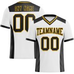 Custom White Black-Gold Mesh Authentic Football Jersey Custom White Black-Gold Mesh Authentic Football Jersey