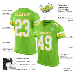 Custom Neon Green White-Yellow Mesh Authentic Football Jersey Custom Neon Green White-Yellow Mesh Authentic Football Jersey