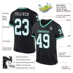 Custom Black White-Kelly Green Mesh Authentic Throwback Football Jersey Custom Black White-Kelly Green Mesh Authentic Throwback Football Jersey