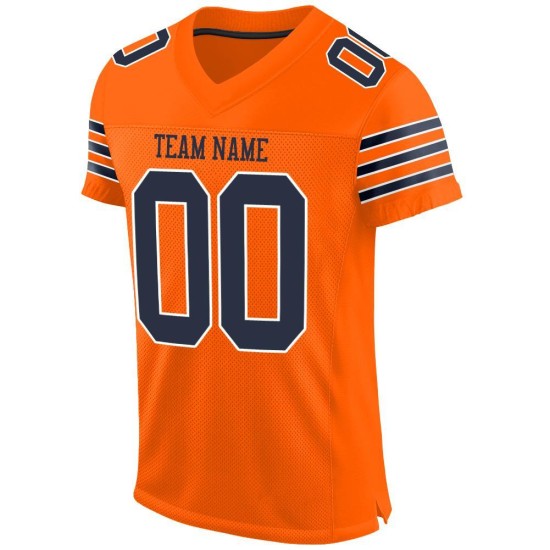 Custom Orange Navy-White Mesh Authentic Football Jersey Custom Orange Navy-White Mesh Authentic Football Jersey
