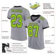 Custom Gray Neon Green-Black Mesh Authentic Football Jersey Custom Gray Neon Green-Black Mesh Authentic Football Jersey
