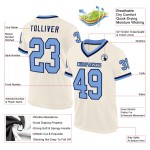 Custom Cream Light Blue-Navy Mesh Authentic Throwback Football Jersey Custom Cream Light Blue-Navy Mesh Authentic Throwback Football Jersey