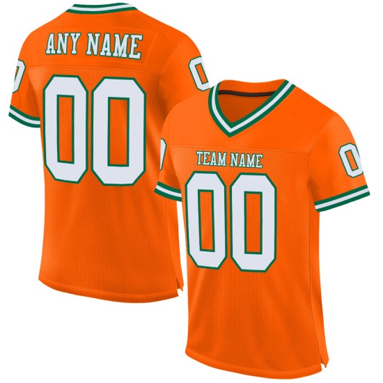 Custom Orange White-Kelly Green Mesh Authentic Throwback Football Jersey Custom Orange White-Kelly Green Mesh Authentic Throwback Football Jersey